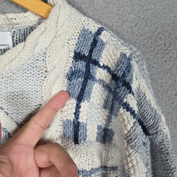Vintage Grandma Sweater Womens Size Large 3D Cable-Knit Pullover Argyle USA 90s - Picture 12 of 13